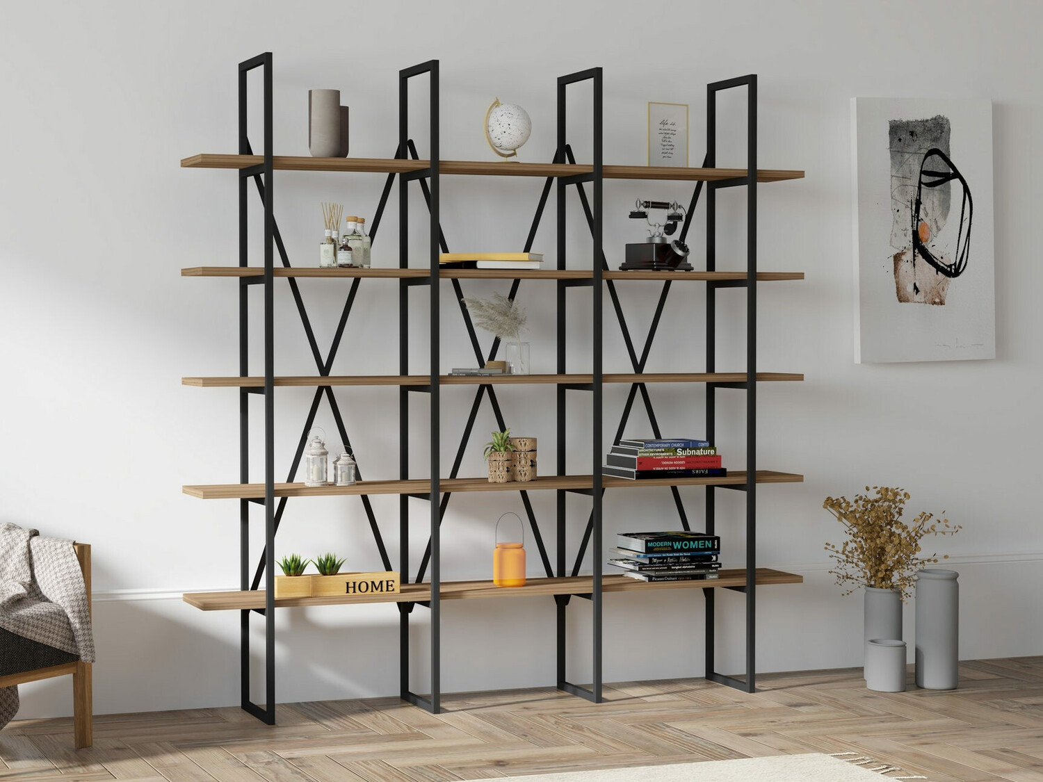 Βιβλιοθήκη Kailua 1122 (Καρυδί + Μαύρο)