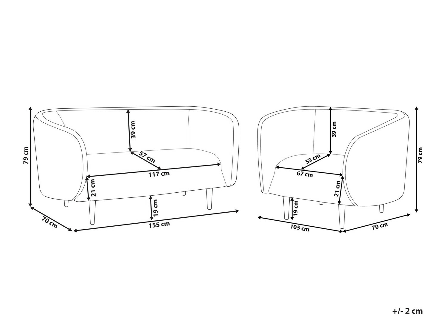 Σετ ταπετσαρισμένων επίπλων Berwyn 124 (Μπεζ + Χρυσό)