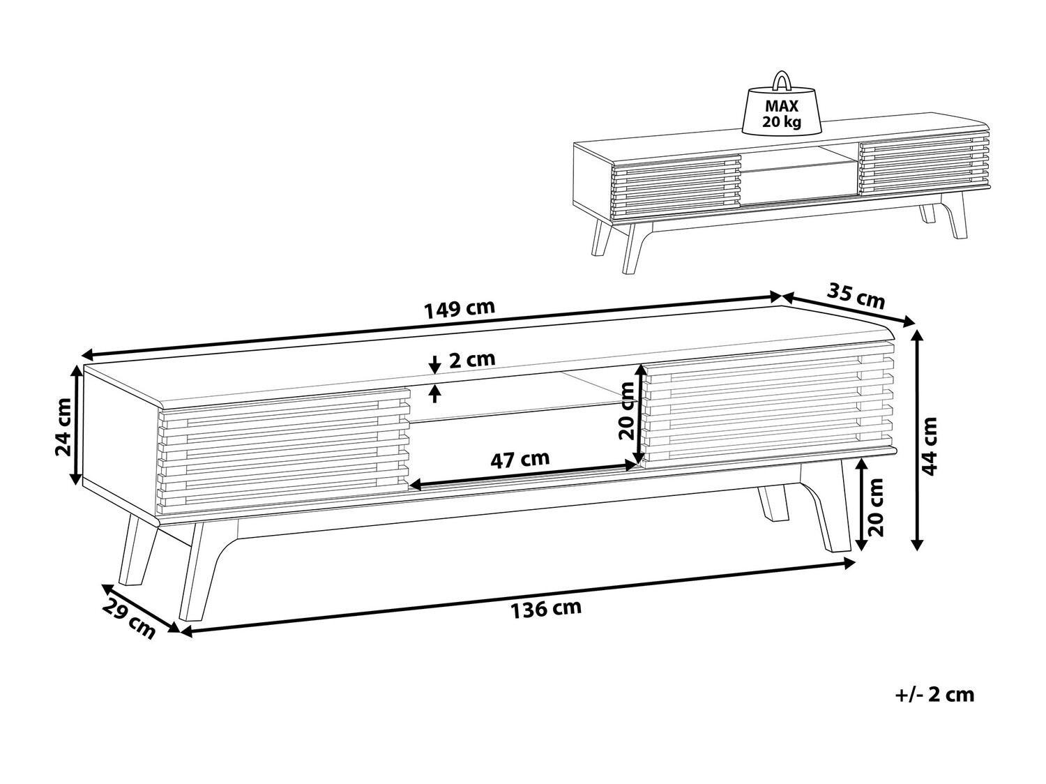 Έπιπλο τηλεόρασης Berwyn 133 (Καφέ)