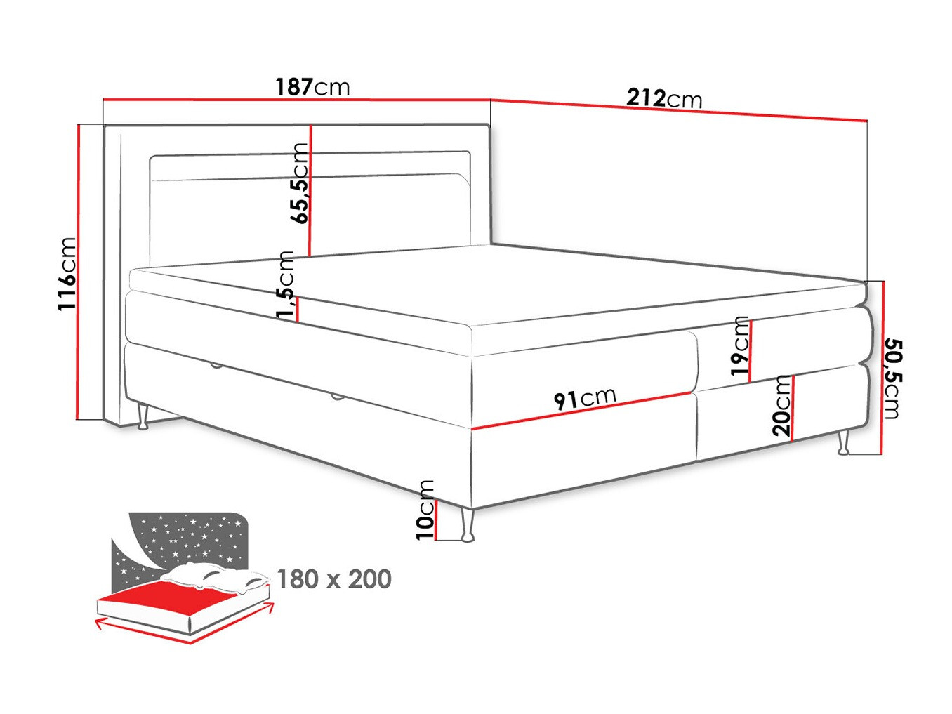 Continental bed ComfiDream Celara (Soft 017)