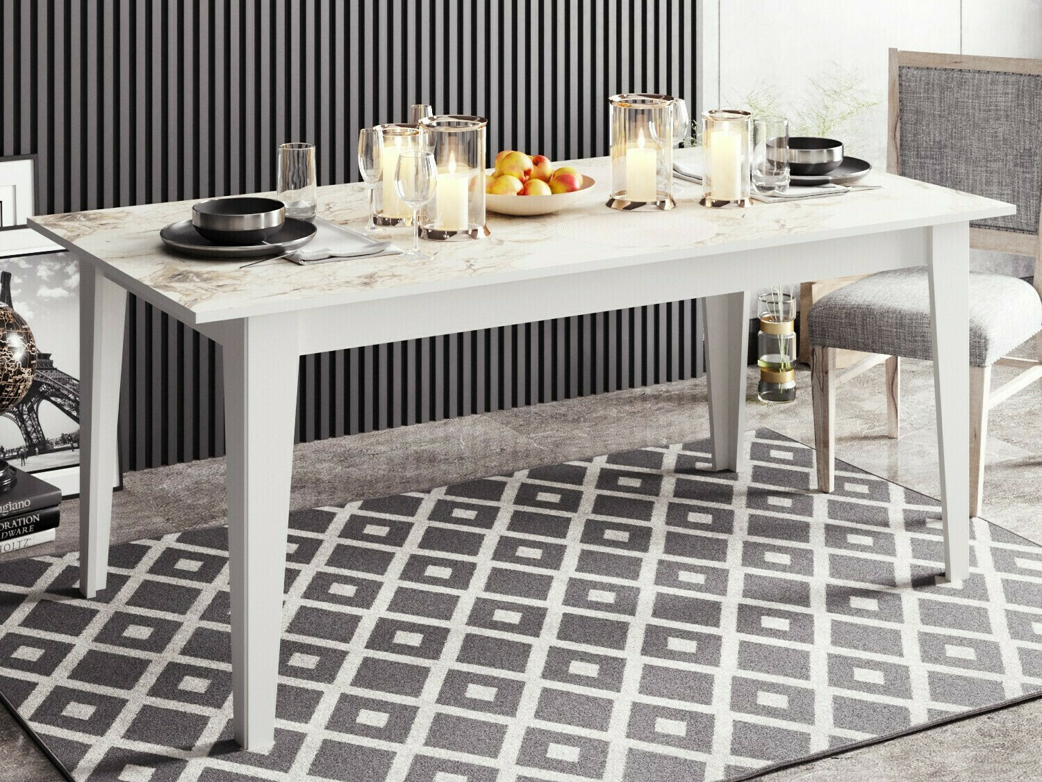 Τραπέζι Kailua 1346 (Γκρι + Άσπρο)