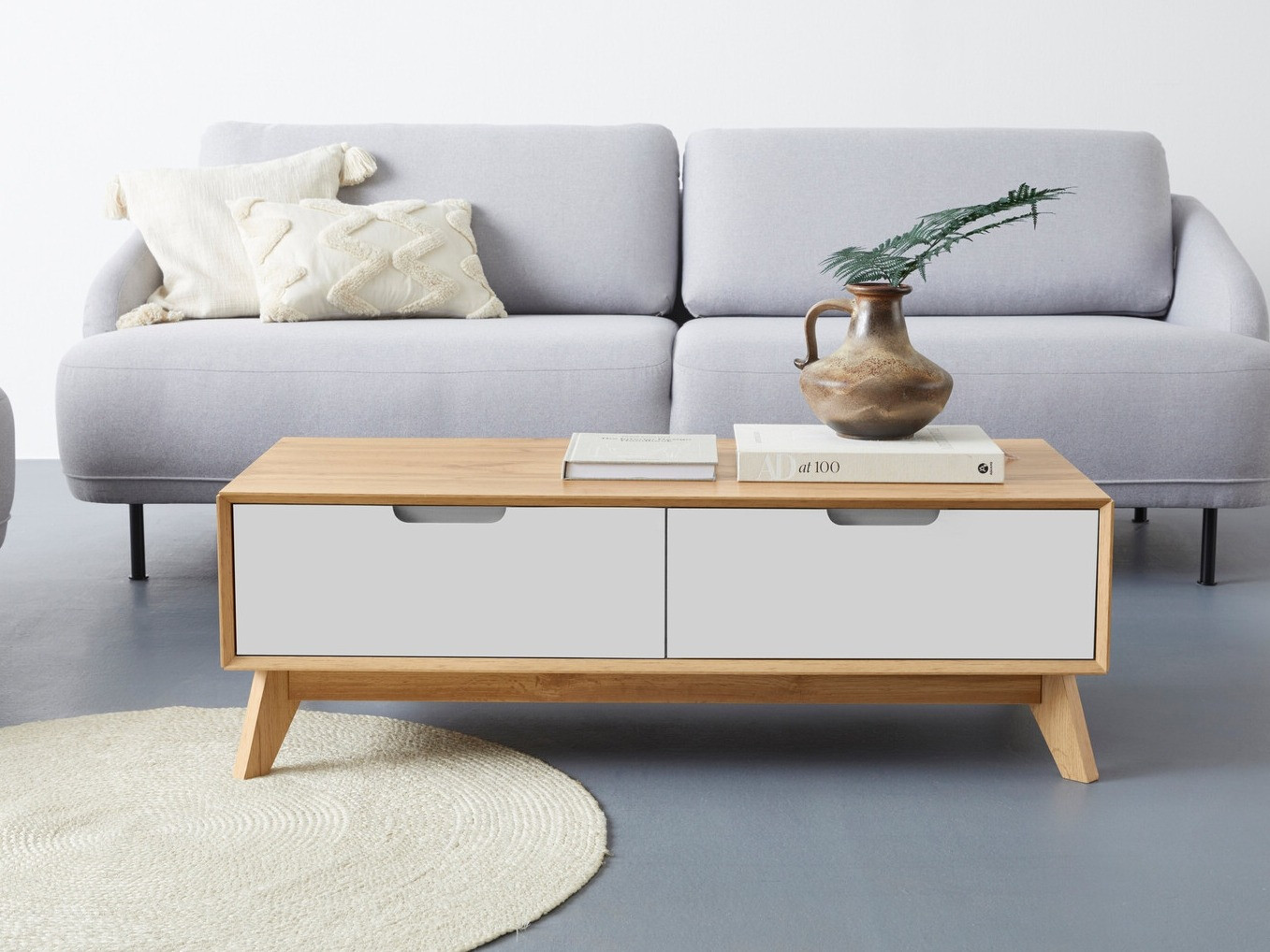 Coffee table Dorvou 103 (White + Oak)