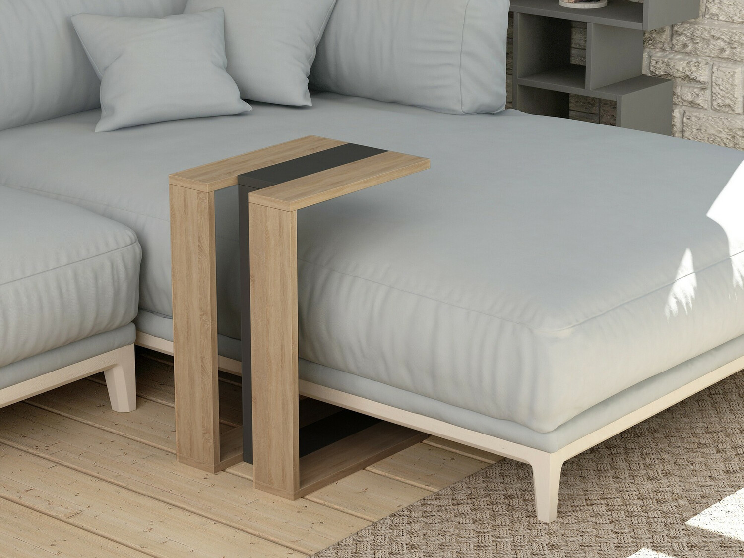 Βοηθητικό τραπεζάκι Kailua 1380 (Ανθρακί + Δρυς)