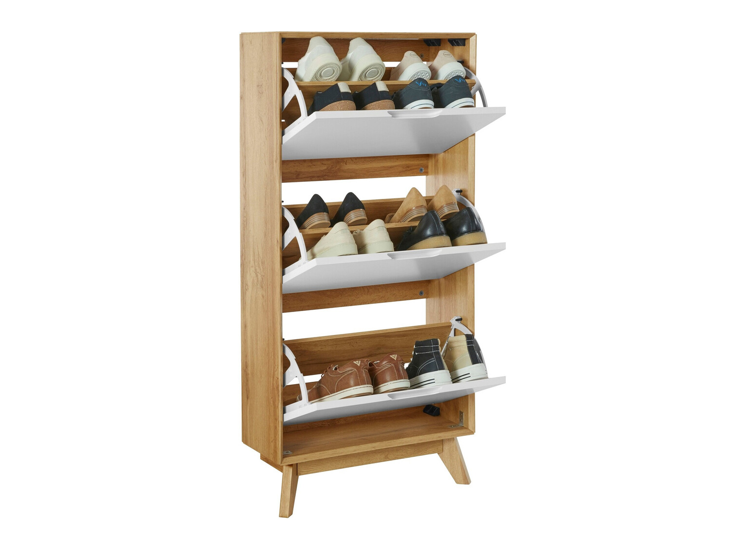 Shoe cabinet Dorvou 104 (White + Oak)