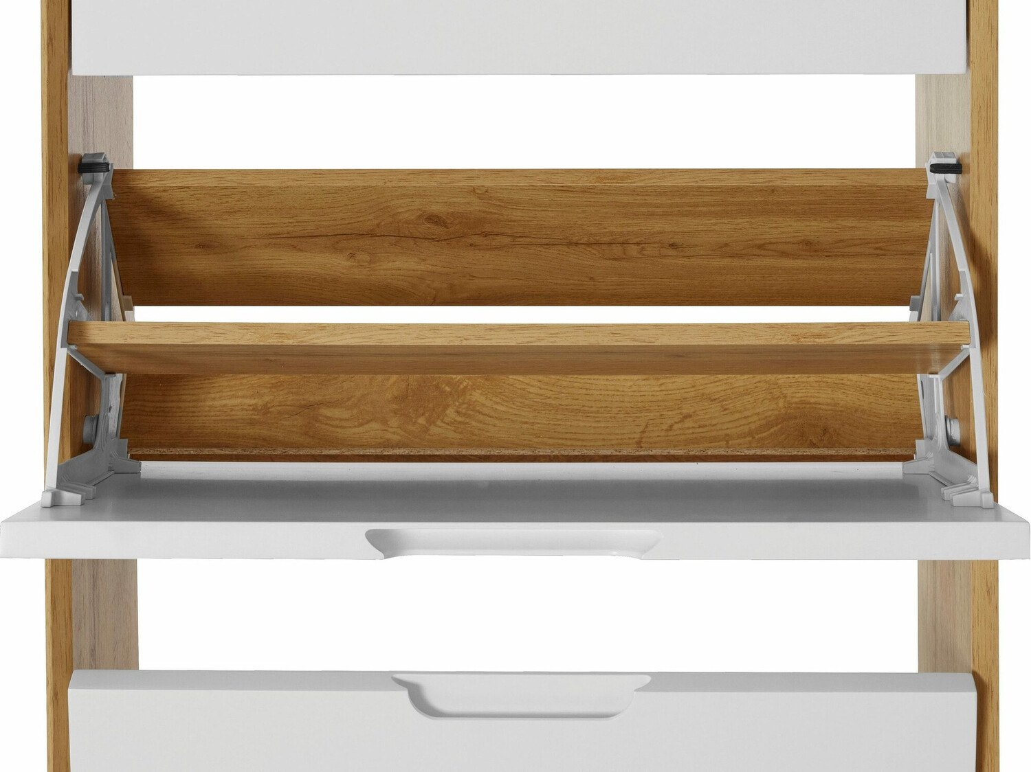 Shoe cabinet Dorvou 104 (White + Oak)
