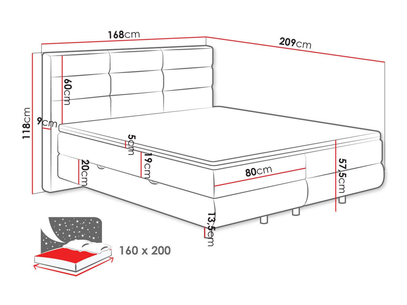 Continental bed ComfiDream Serena (Barrel 04)