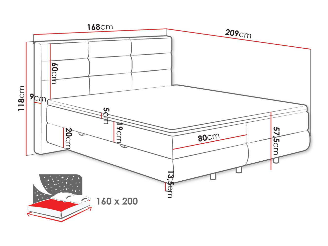 Continental bed ComfiDream Serena (Barrel 09)