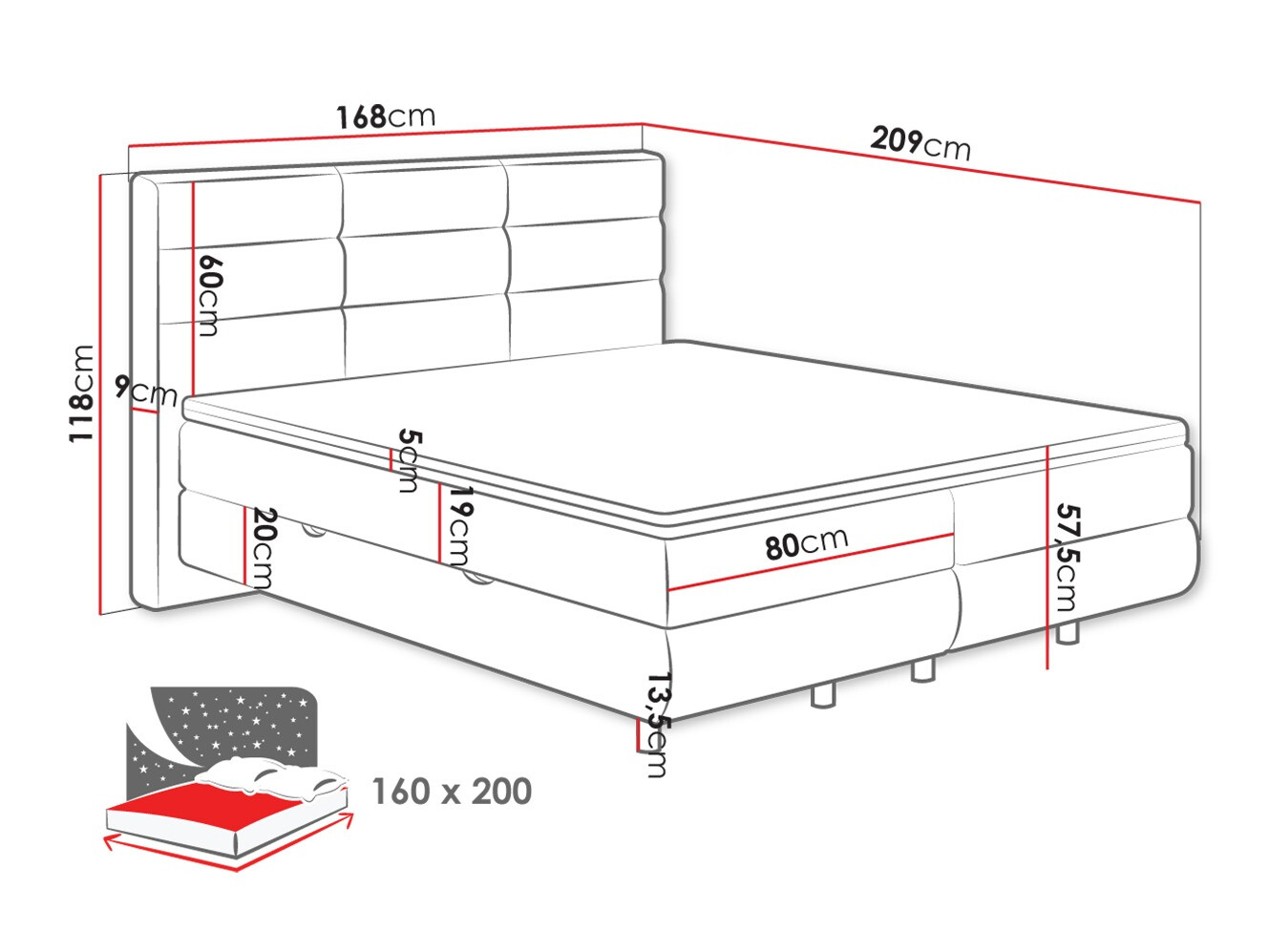 Continental bed ComfiDream Serena (Barrel 90)