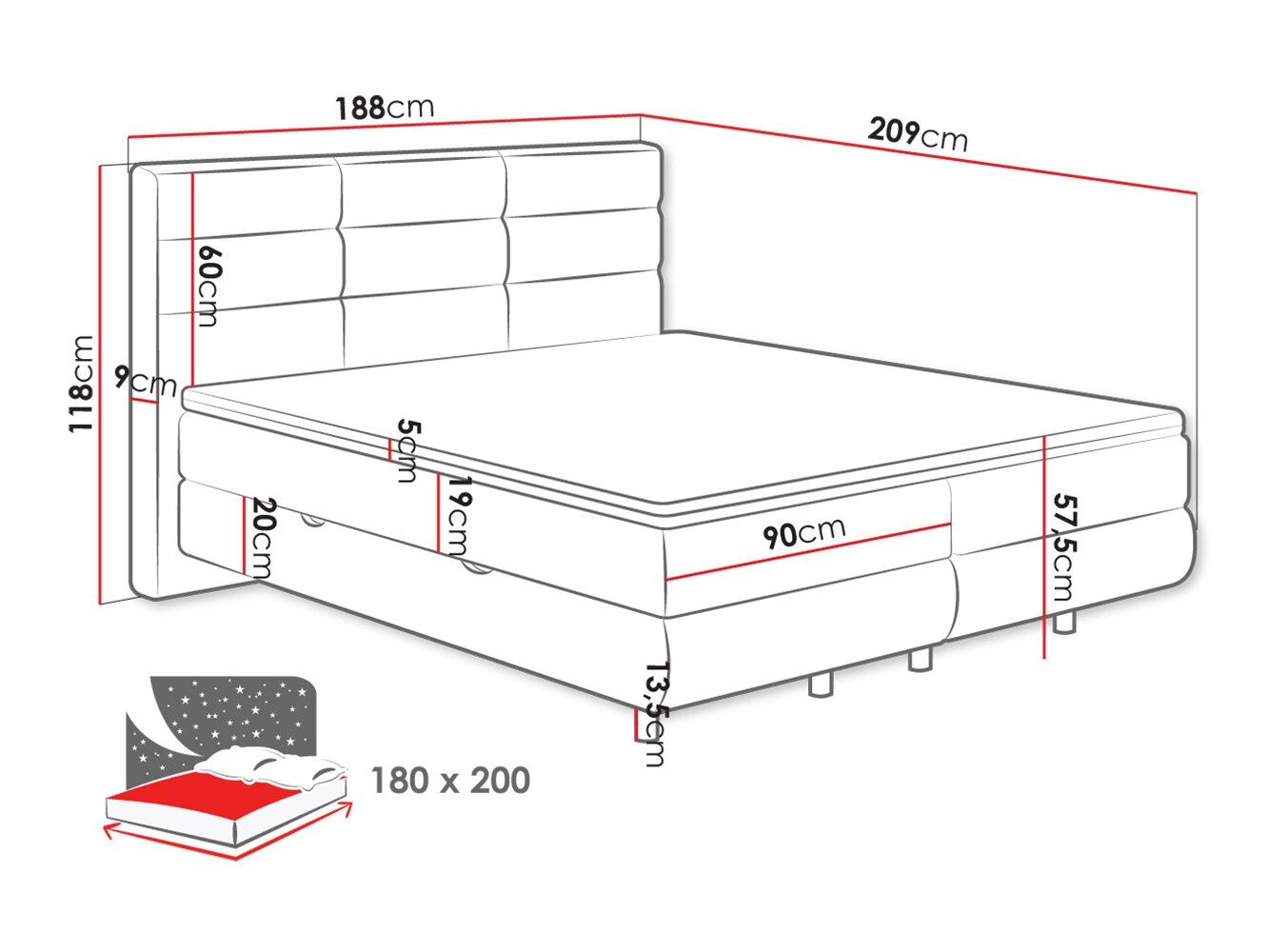 Continental bed ComfiDream Serena (Barrel 97)