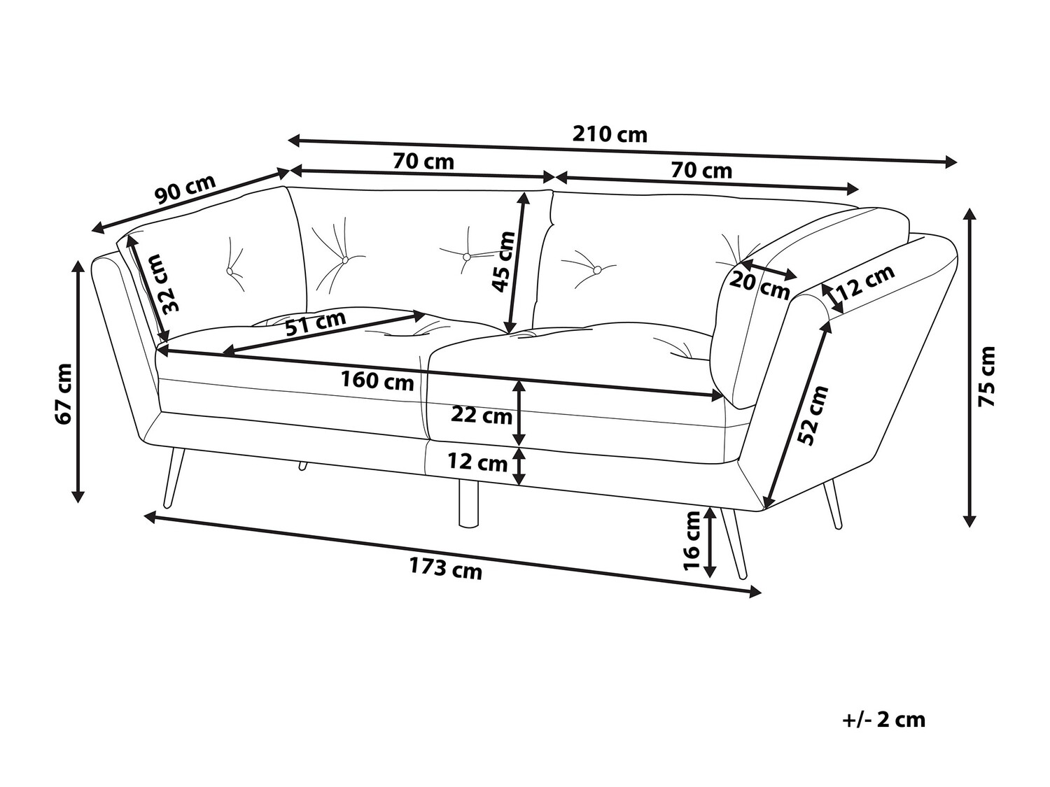 Καναπές Berwyn 212 (Πράσινο)