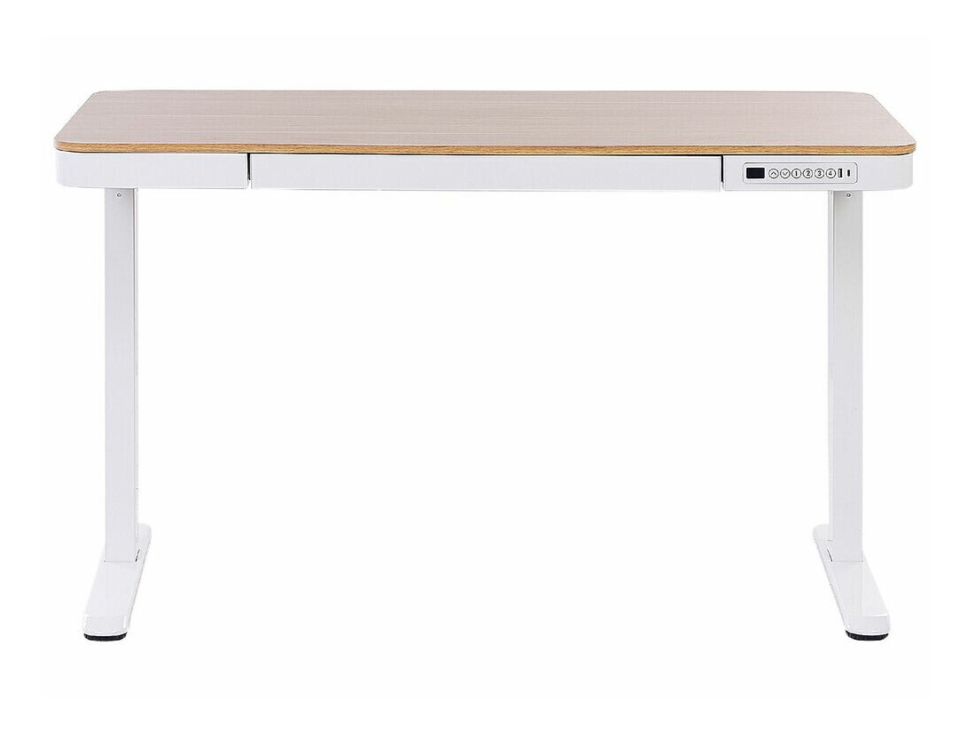 Γραφείο με ρυθμιζόμενο ύψος Berwyn 224 (Άσπρο + Ανοιχτό χρώμα ξύλου)