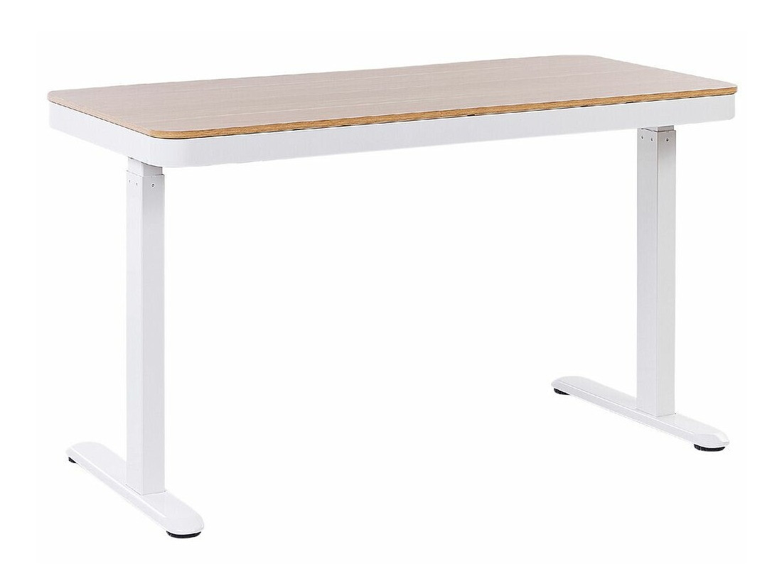 Γραφείο με ρυθμιζόμενο ύψος Berwyn 224 (Άσπρο + Ανοιχτό χρώμα ξύλου)