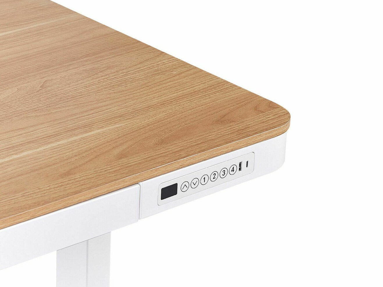 Γραφείο με ρυθμιζόμενο ύψος Berwyn 224 (Άσπρο + Ανοιχτό χρώμα ξύλου)