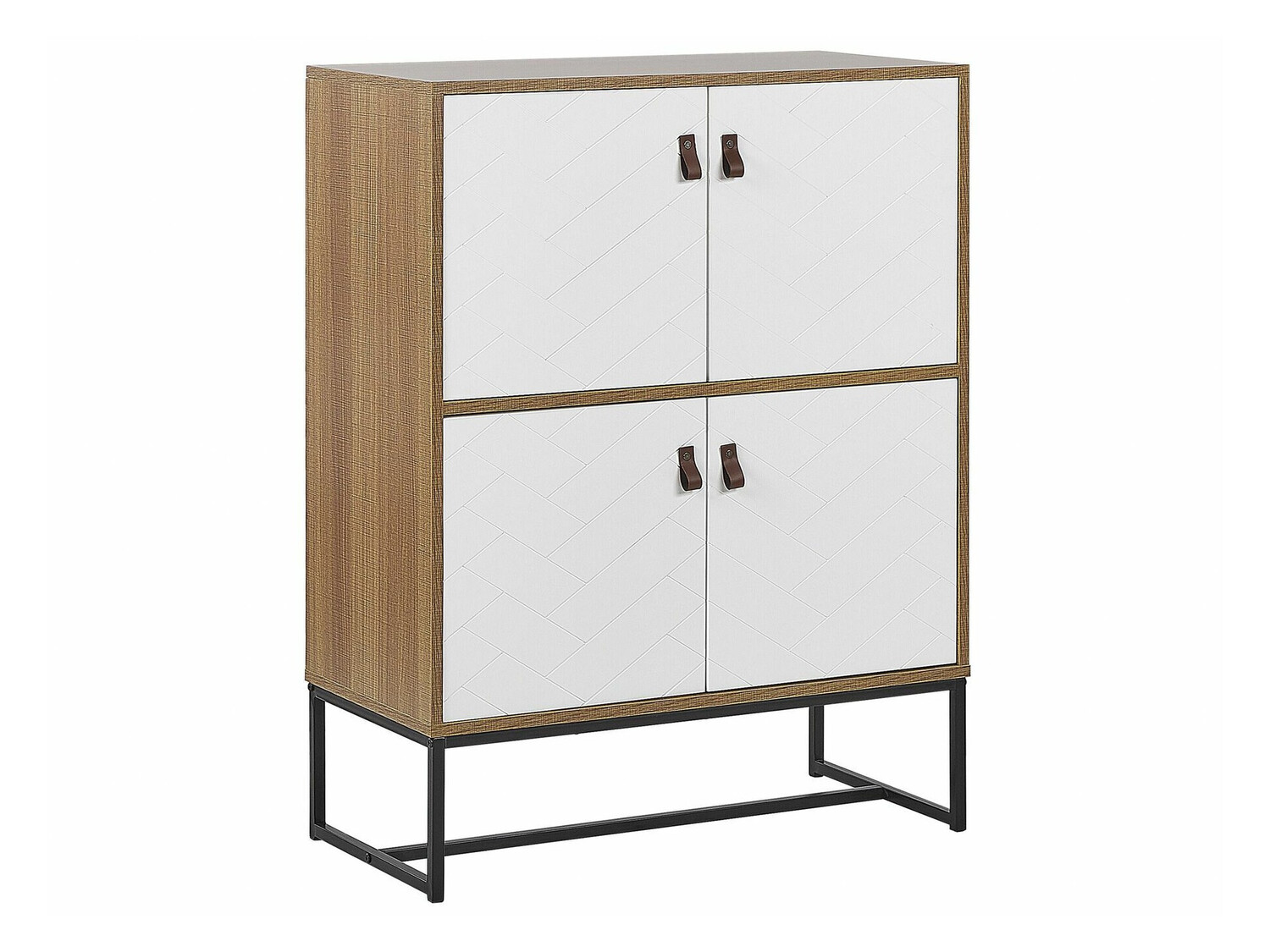 Μπουφέ Fiotivu 100 (Άσπρο + Μαύρο + Ανοιχτό χρώμα ξύλου)