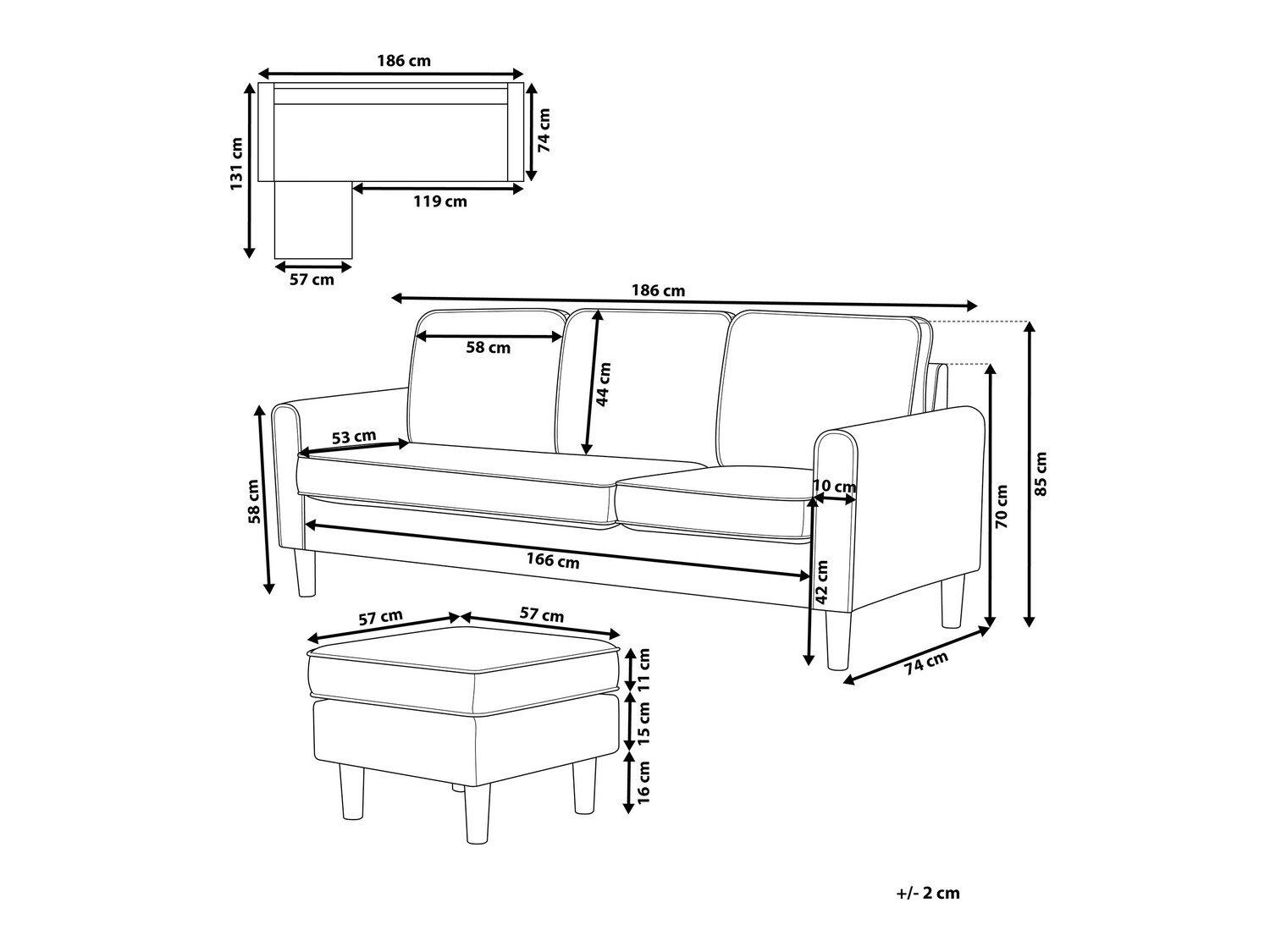 Sofa Berwyn 239 (Blue)