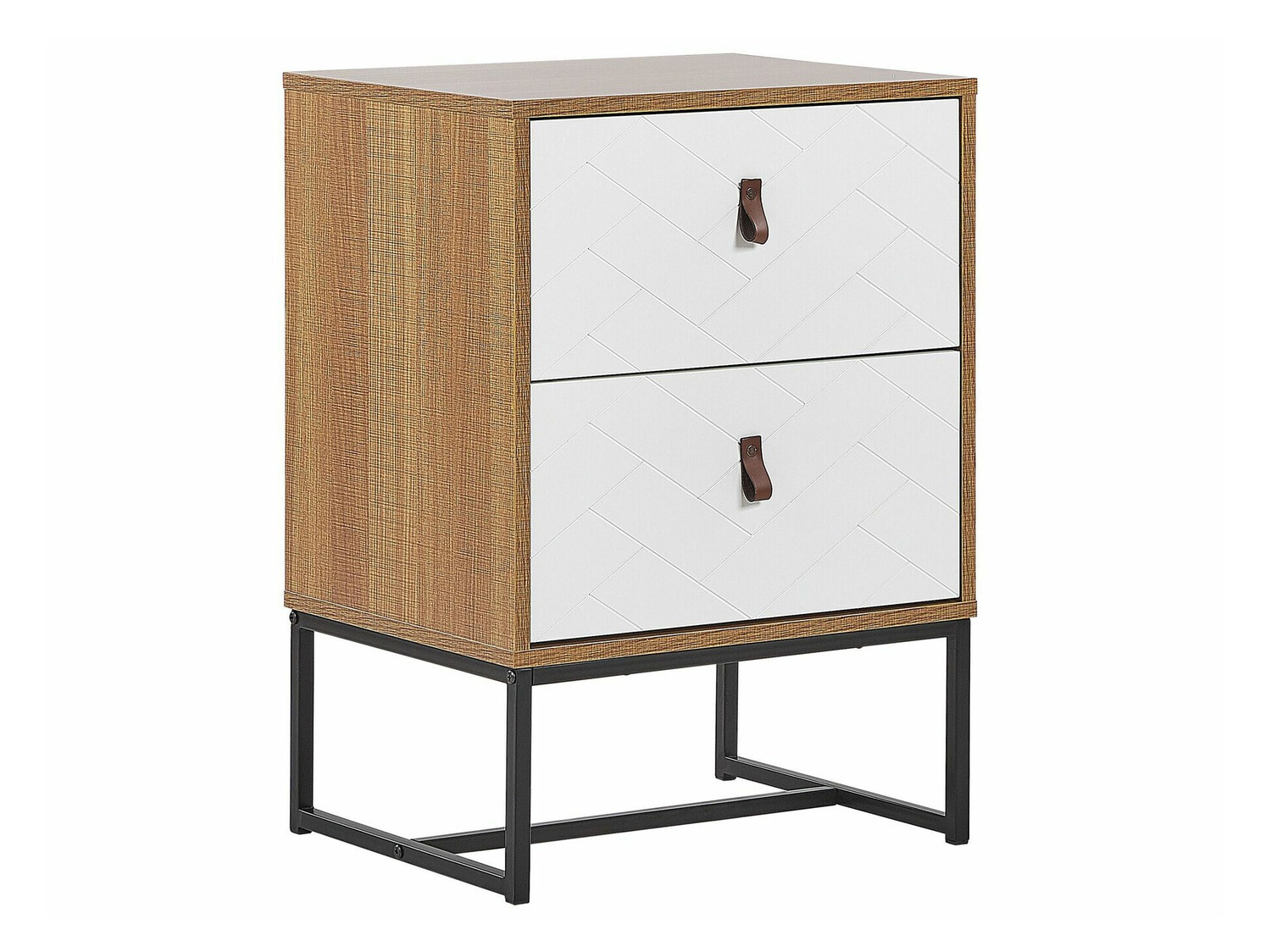 Bedside table Fiotivu 104 (White + Black + Light wood)