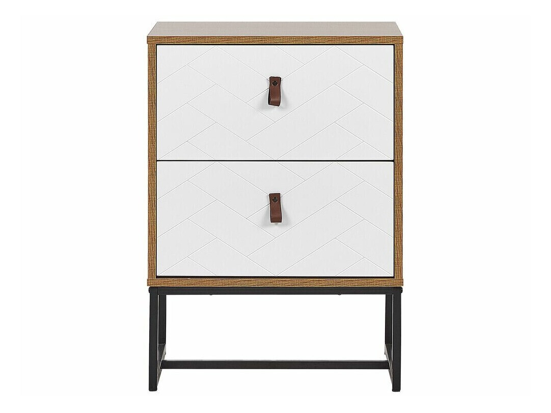 Bedside table Fiotivu 104 (White + Black + Light wood)