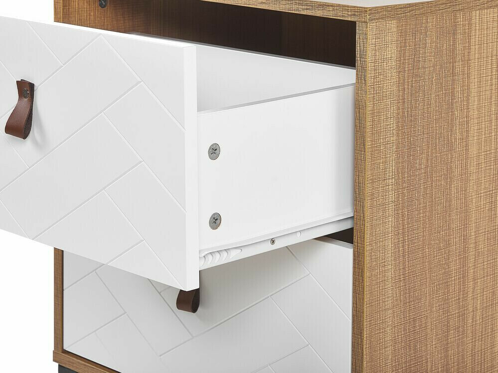 Bedside table Fiotivu 104 (White + Black + Light wood)