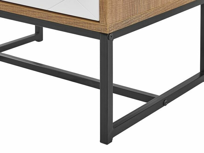 Bedside table Fiotivu 104 (White + Black + Light wood)