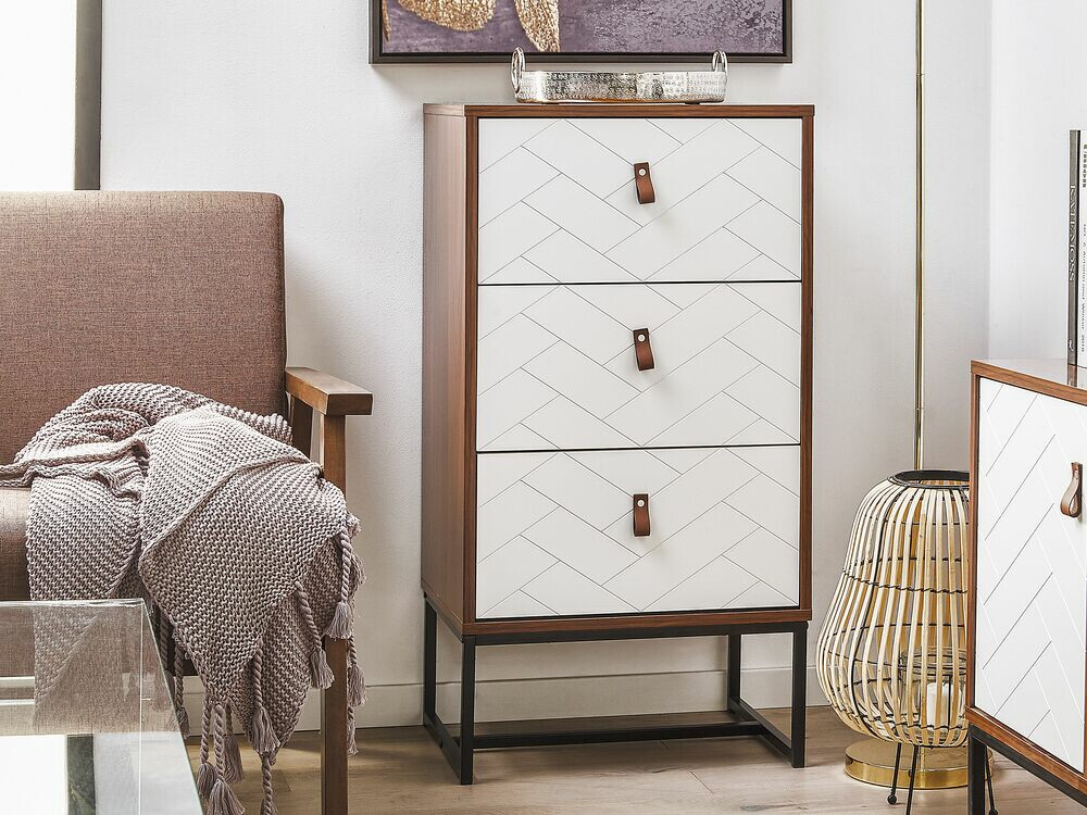 Chest of drawers Fiotivu 103 (White + Black + Dark wood)