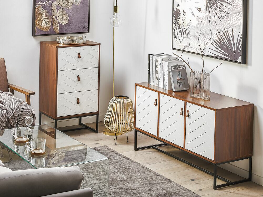 Chest of drawers Fiotivu 103 (White + Black + Dark wood)
