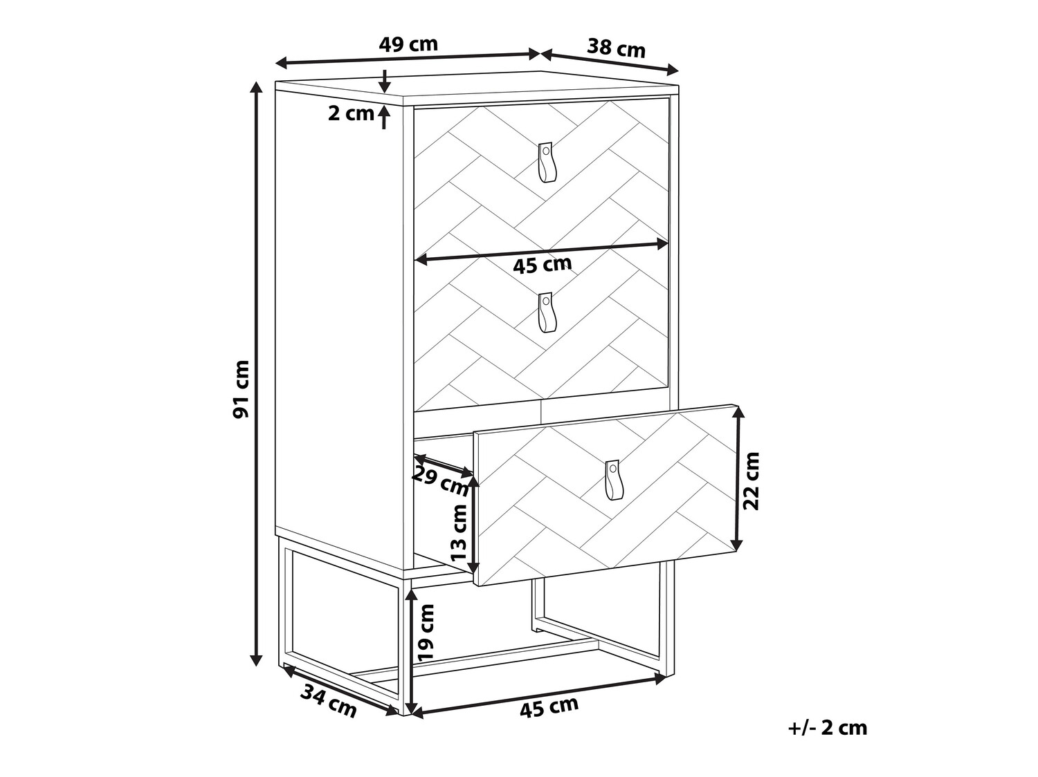 Chest of drawers Fiotivu 103 (White + Black + Dark wood)