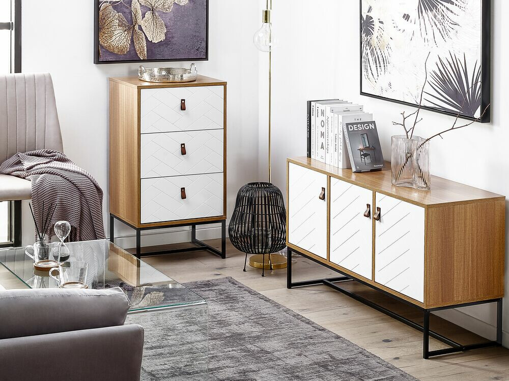 Chest of drawers Fiotivu 103 (White + Black + Light wood)