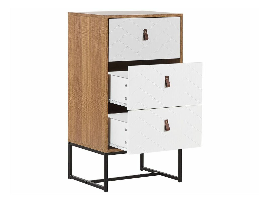 Chest of drawers Fiotivu 103 (White + Black + Light wood)
