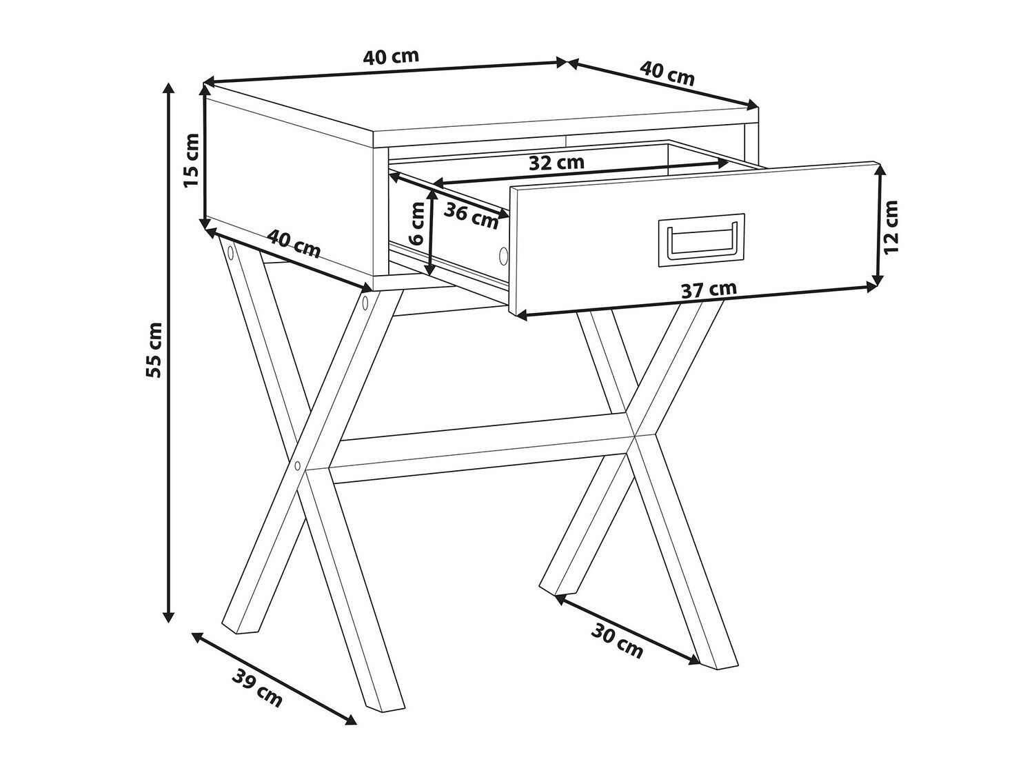 Κομοδίνο Berwyn 265 (Μαύρο)