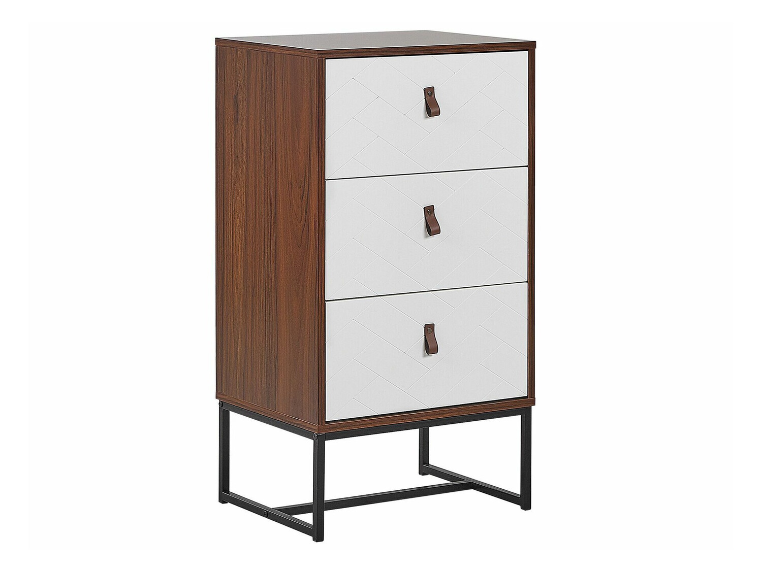 Συρταριέρα Fiotivu 103 (Άσπρο + Μαύρο + Σκούρο ξύλο)