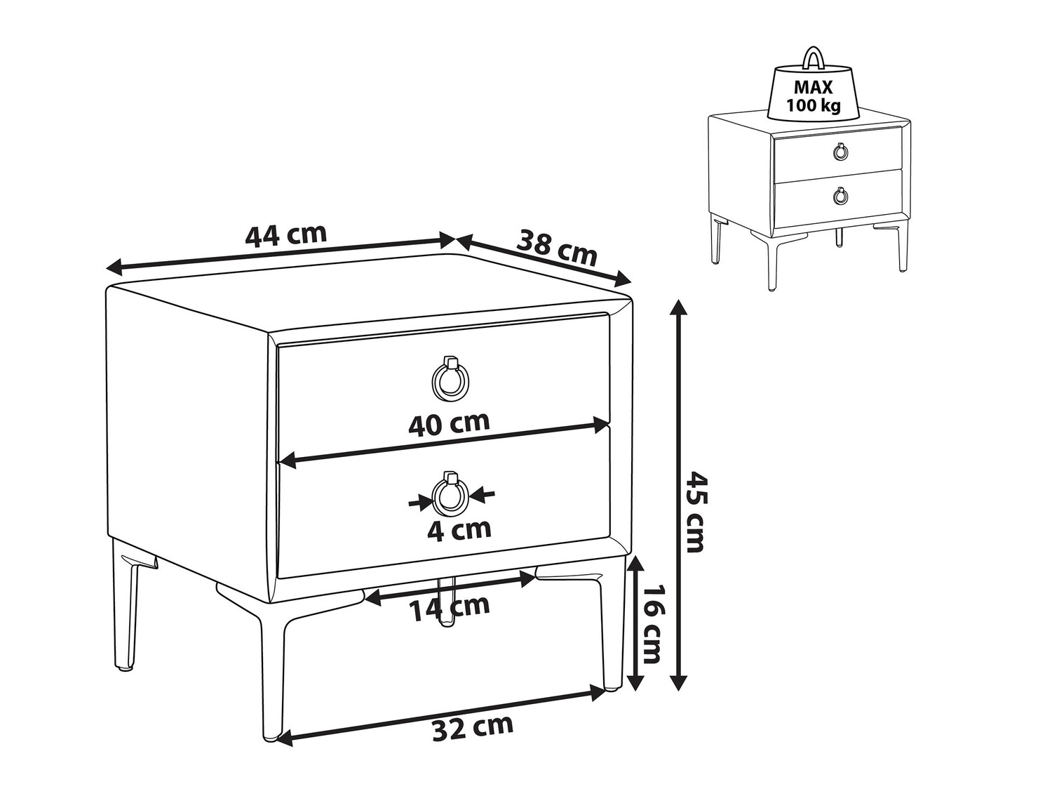 Bedside table Berwyn 305 (Black)