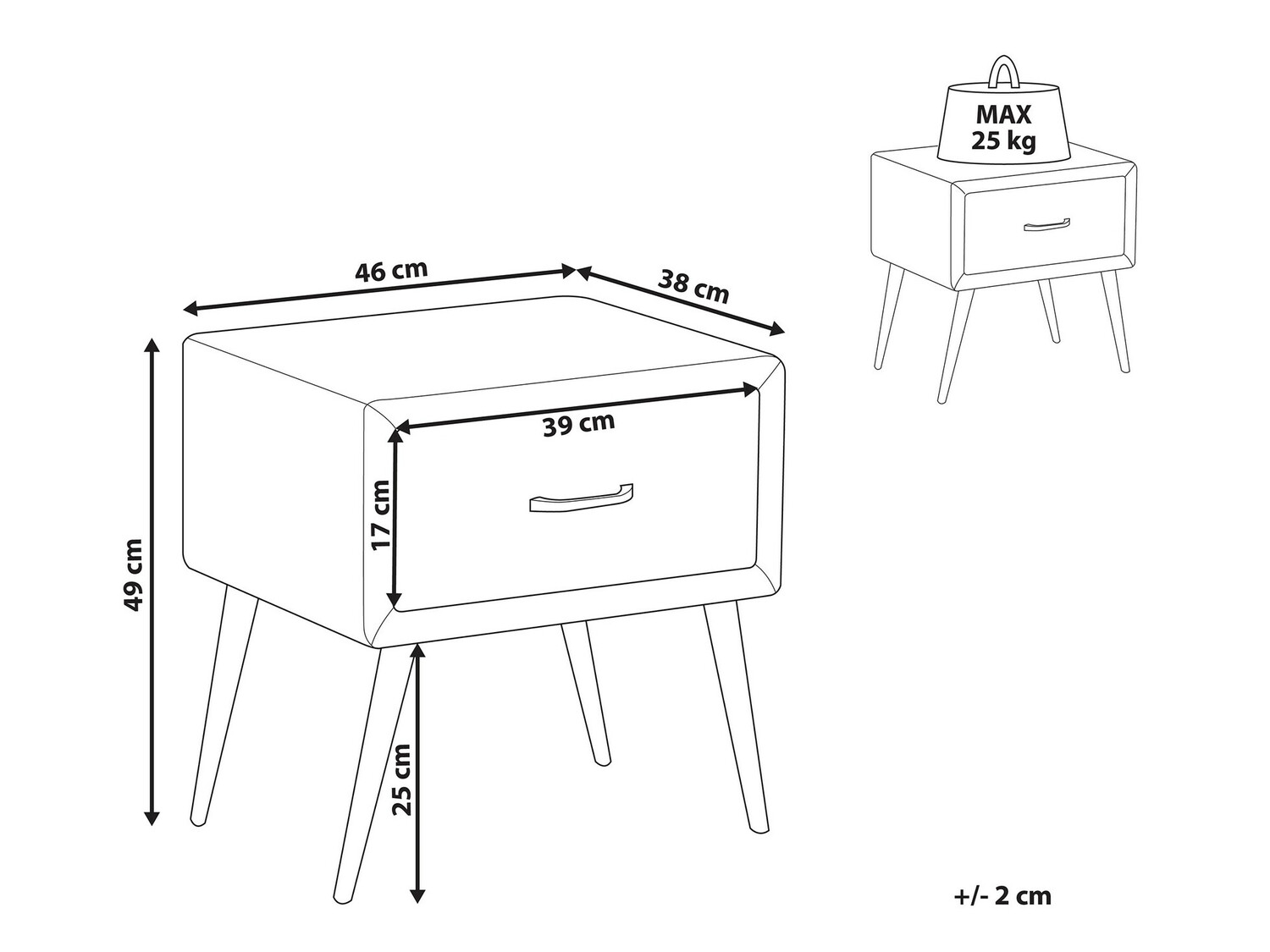 Bedside table Berwyn 325 (Yellow + Golden)