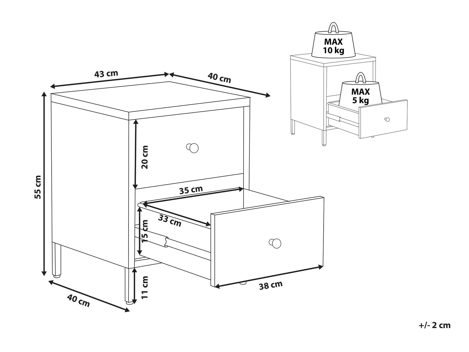 Bedside table Berwyn 356 (Blue)