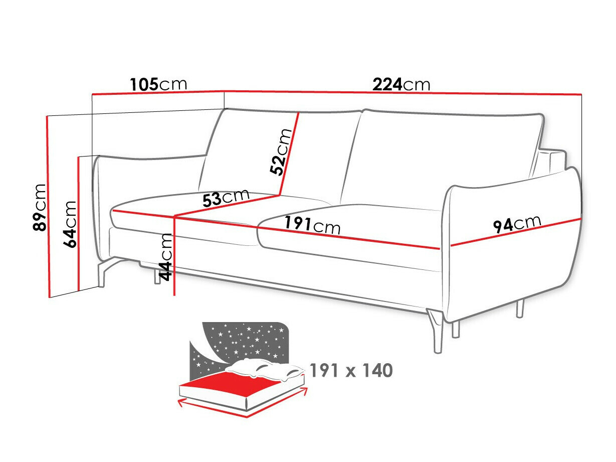 Sofa bed Lincoln 180 (Soro 28)