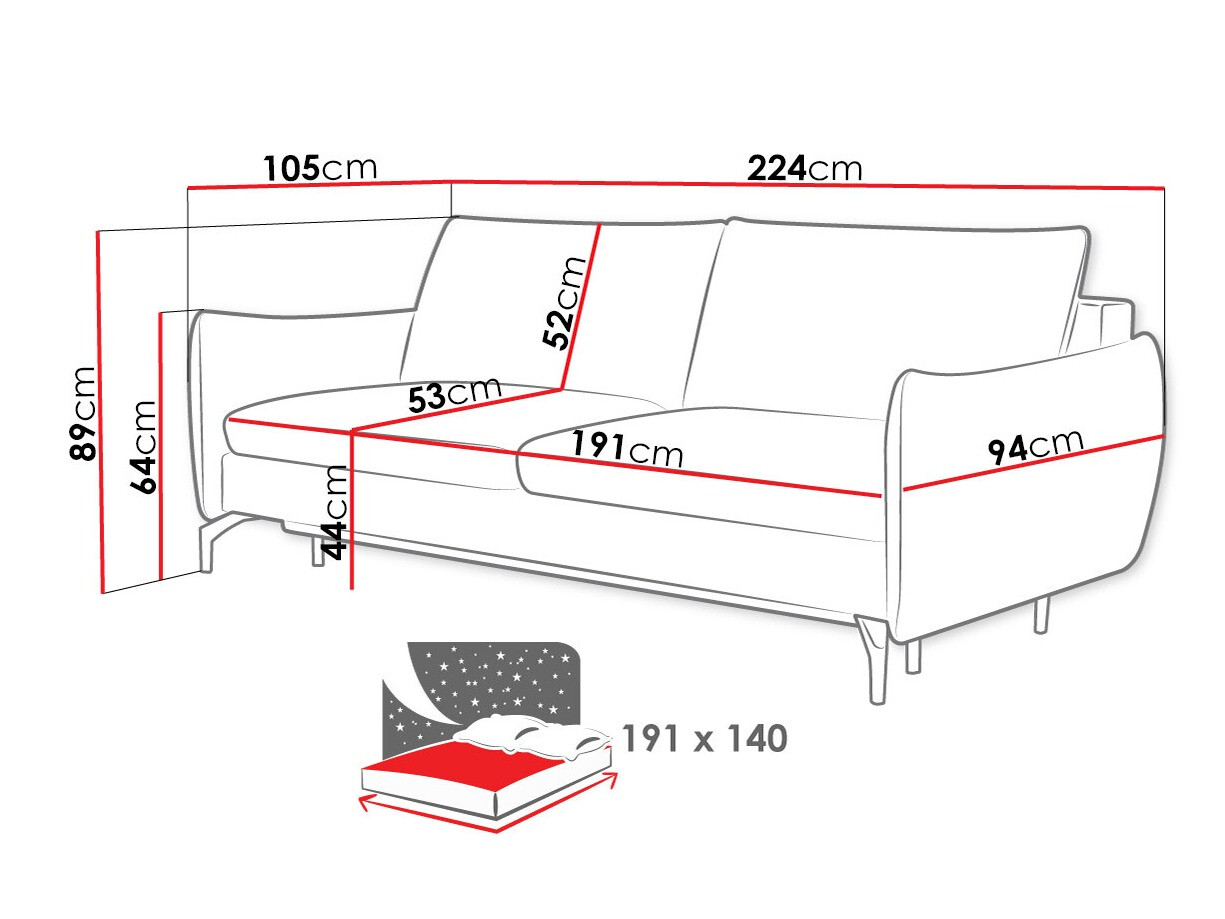 Sofa bed Lincoln 180 (Soro 97)