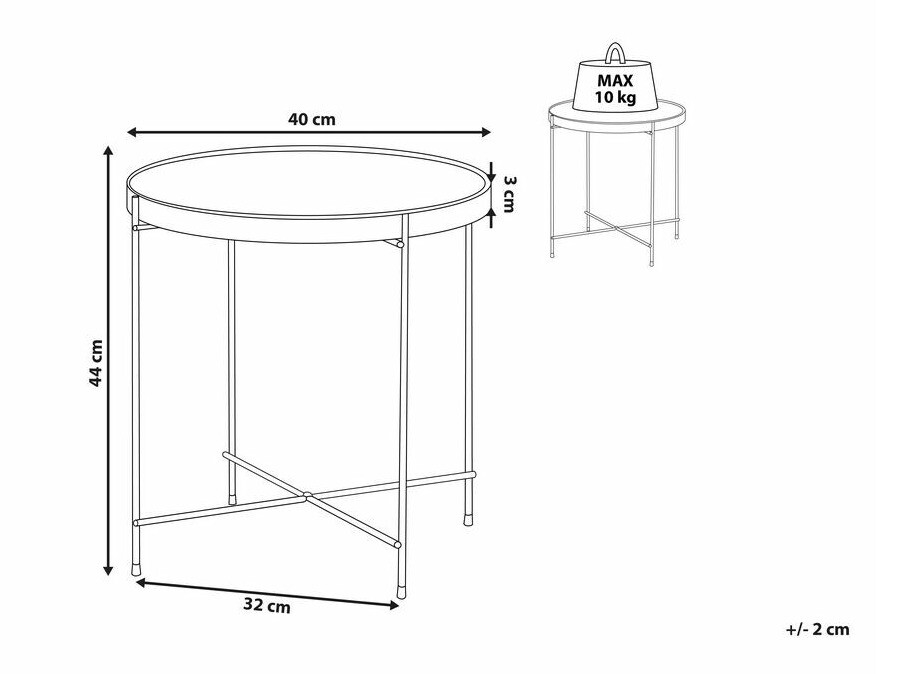 Βοηθητικό τραπεζάκι Berwyn 400 (Μαύρο + Ασημί)