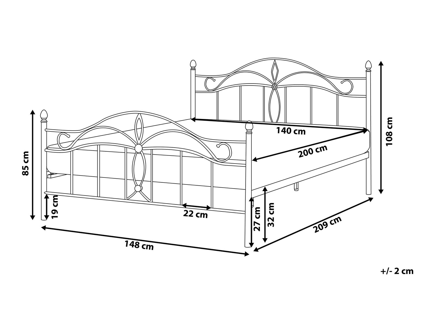 Κρεβάτι Berwyn 441 (Άσπρο)