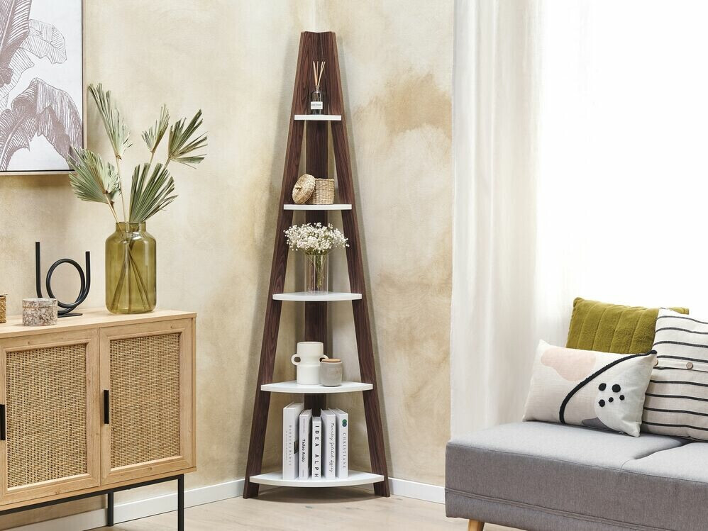 Γωνιακό ράφι Berwyn 451 (Σκούρο ξύλο + Άσπρο)