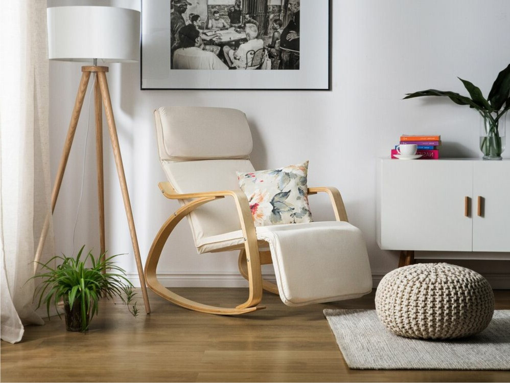 Κουνιστή καρέκλα Berwyn 463 (Μπεζ + Ανοιχτό χρώμα ξύλου)