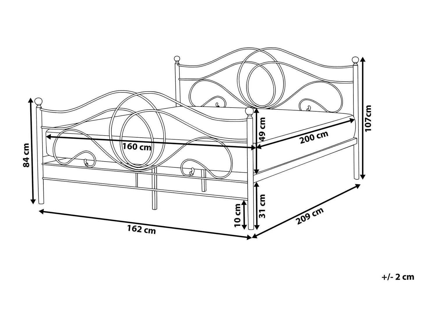 Κρεβάτι Berwyn 458 (Άσπρο)