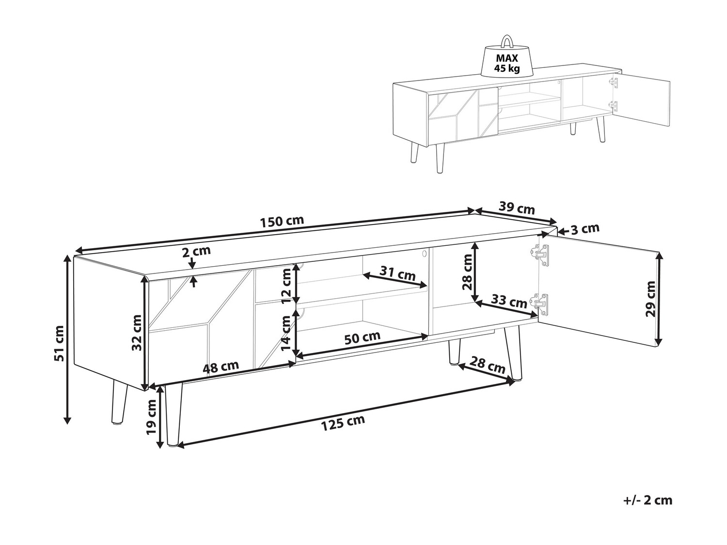 TV stand Berwyn 499 (Dark wood)