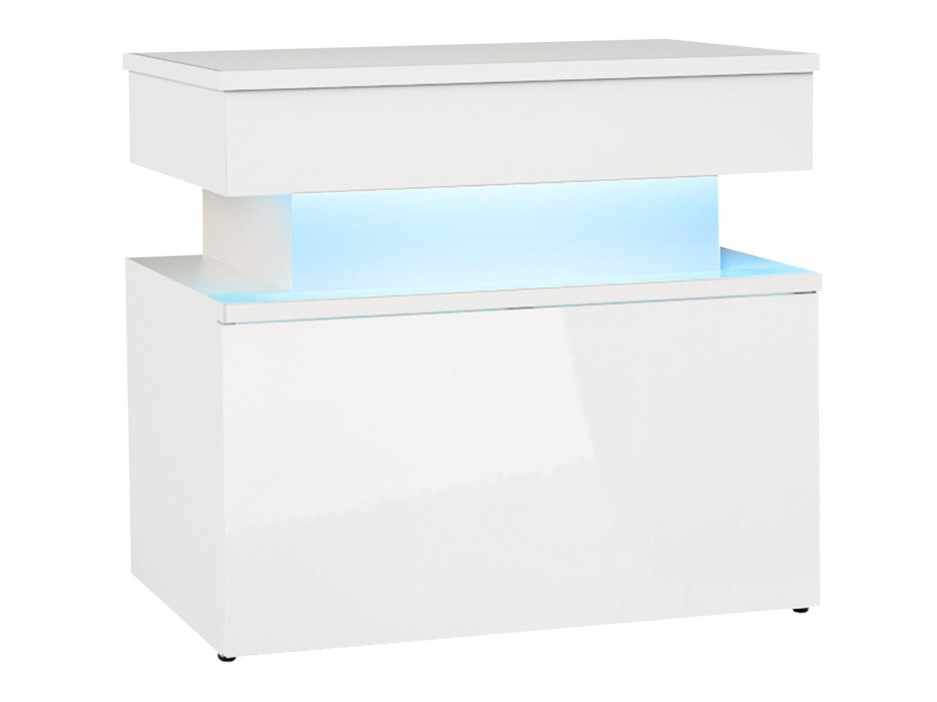 Bedside table Monfero (White + Glossy white)