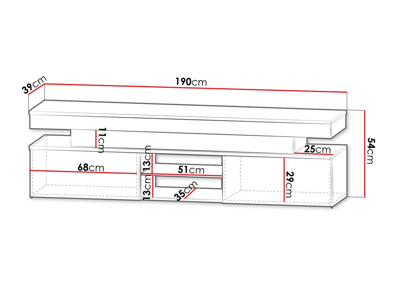 Έπιπλο τηλεόρασης Monfero (Μαύρο + Γυαλιστερό μαύρο)
