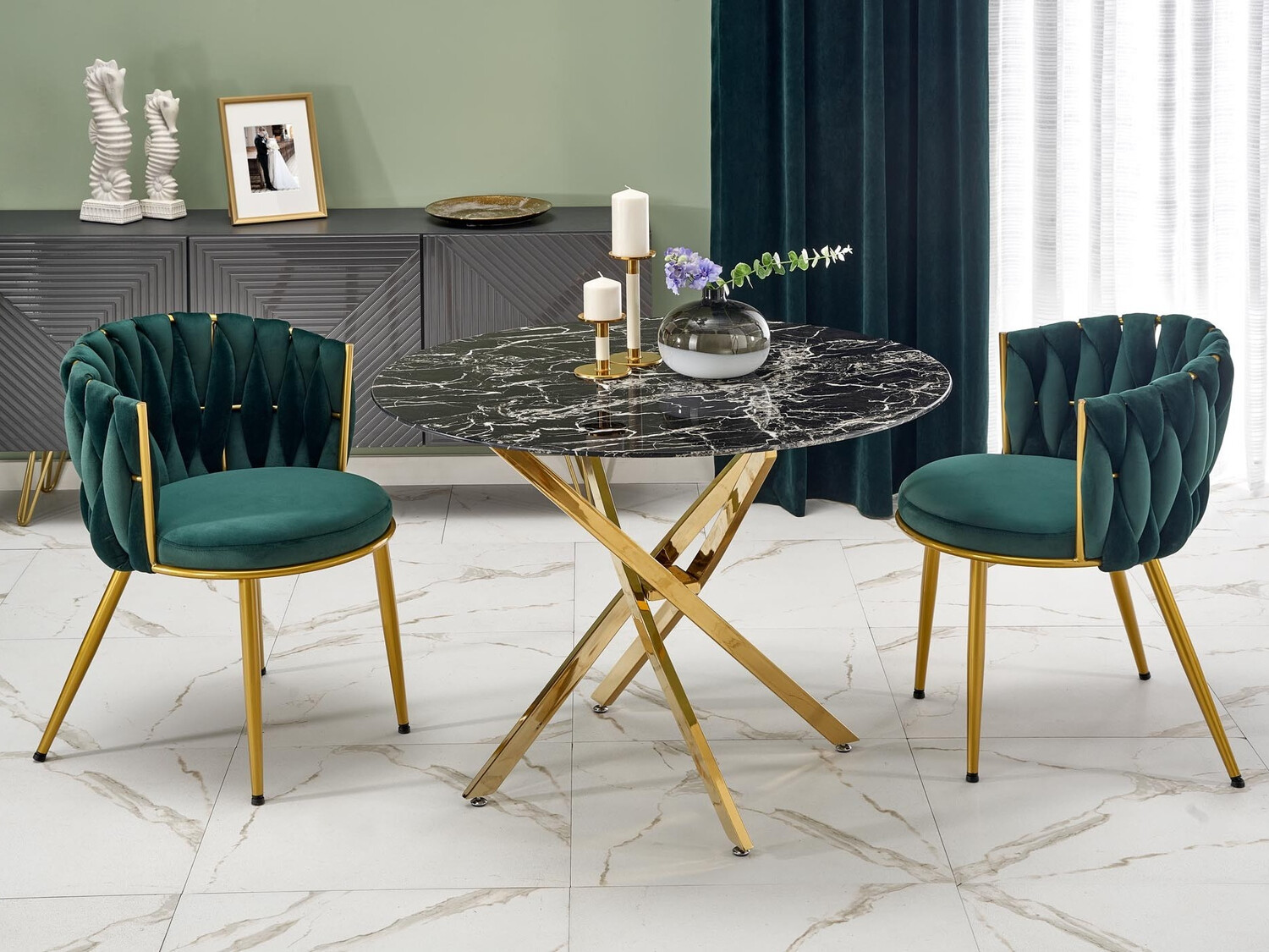 Chair Houston 1506 (Green + Golden)