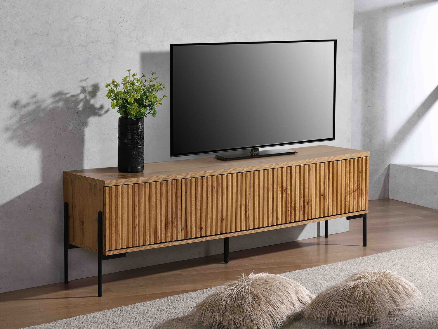 TV stand Denton 1188 (Black + Wotan Oak)