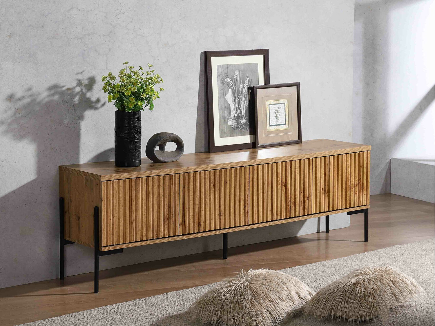 TV stand Denton 1188 (Black + Wotan Oak)