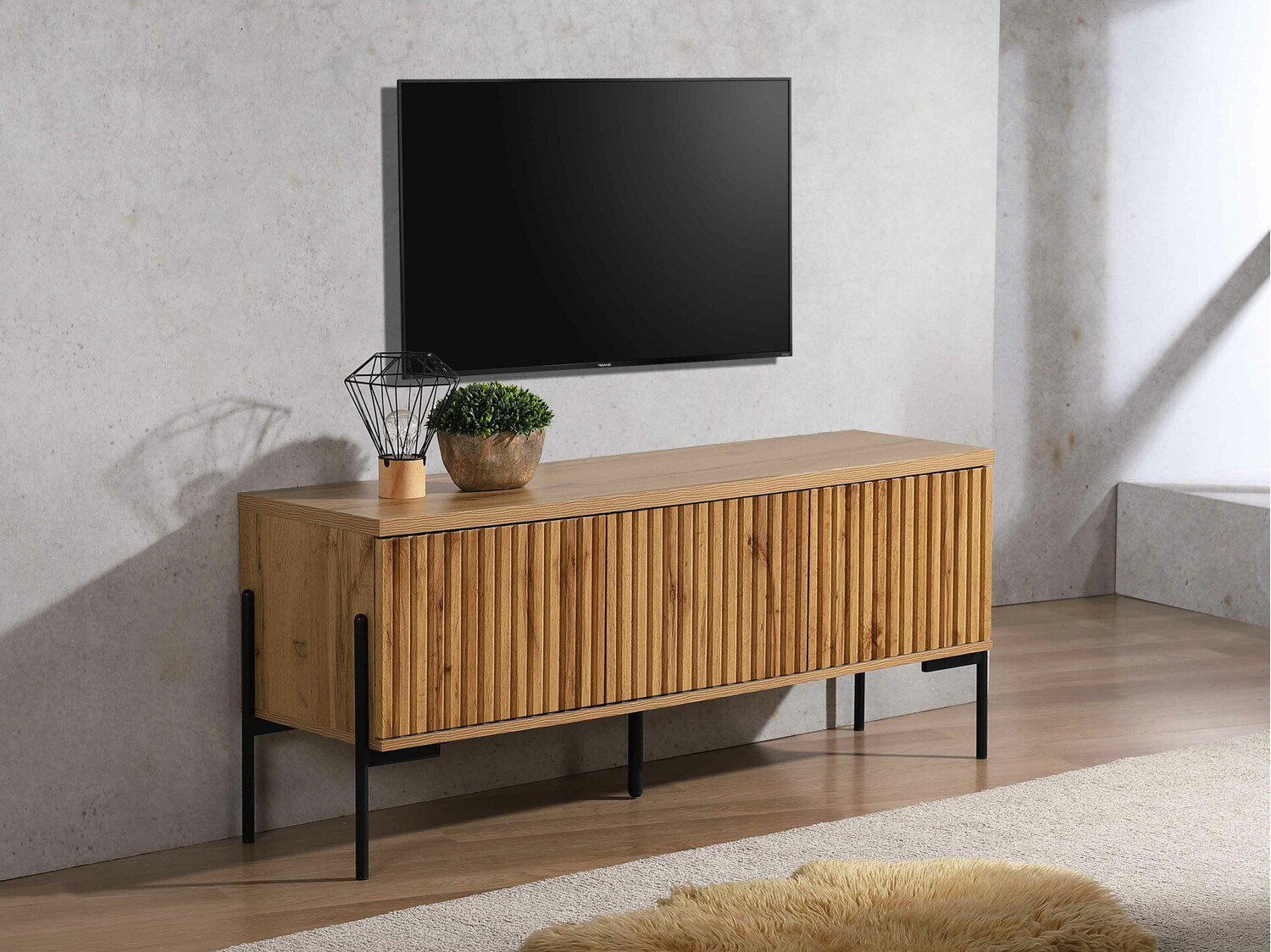 TV stand Denton 1189 (Black + Wotan Oak)