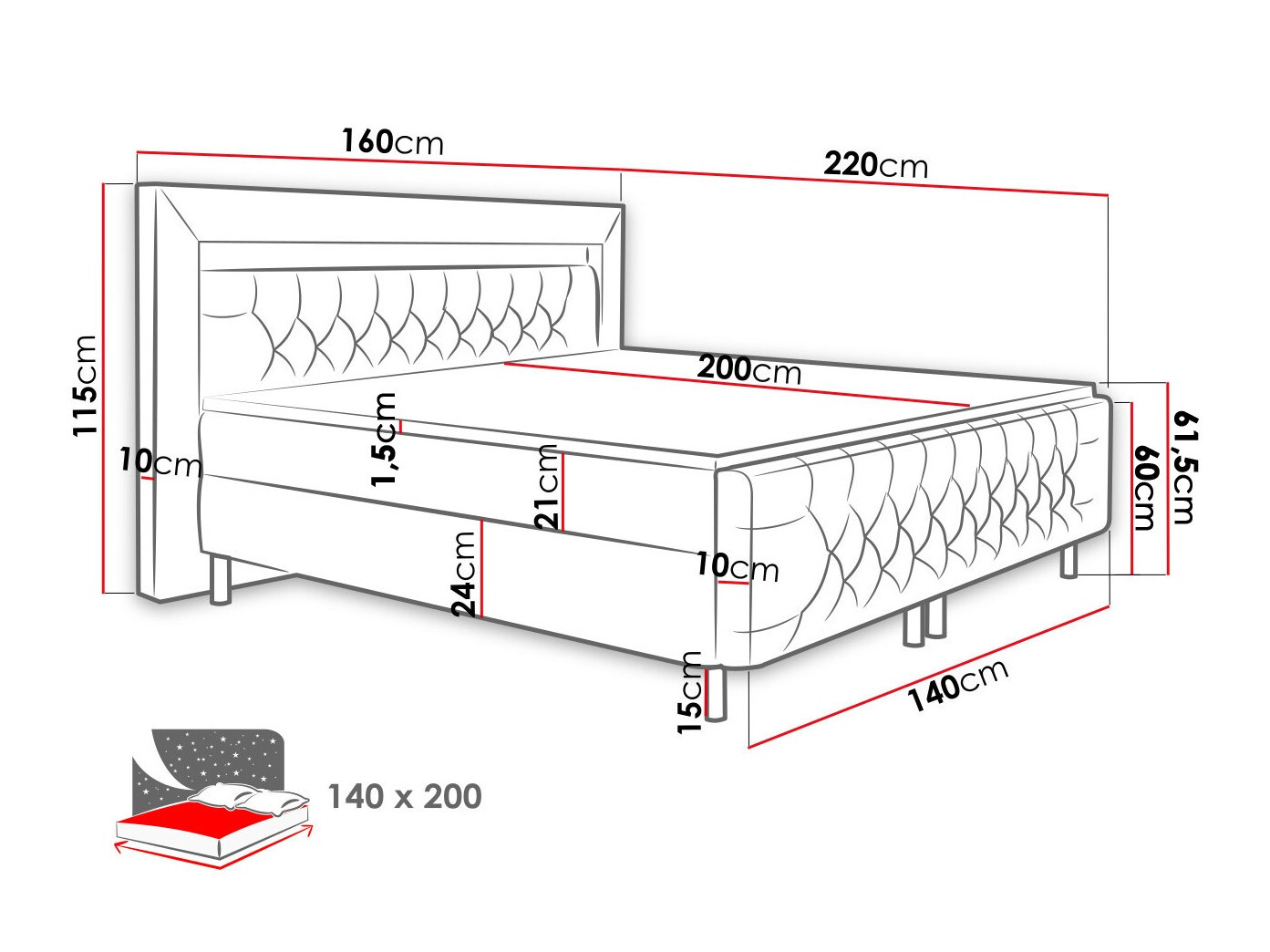 Continental bed Aura I