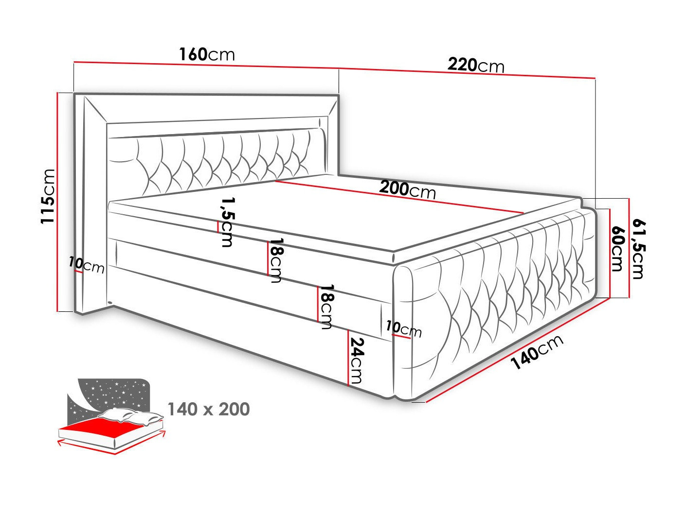 Continental bed Aura IV