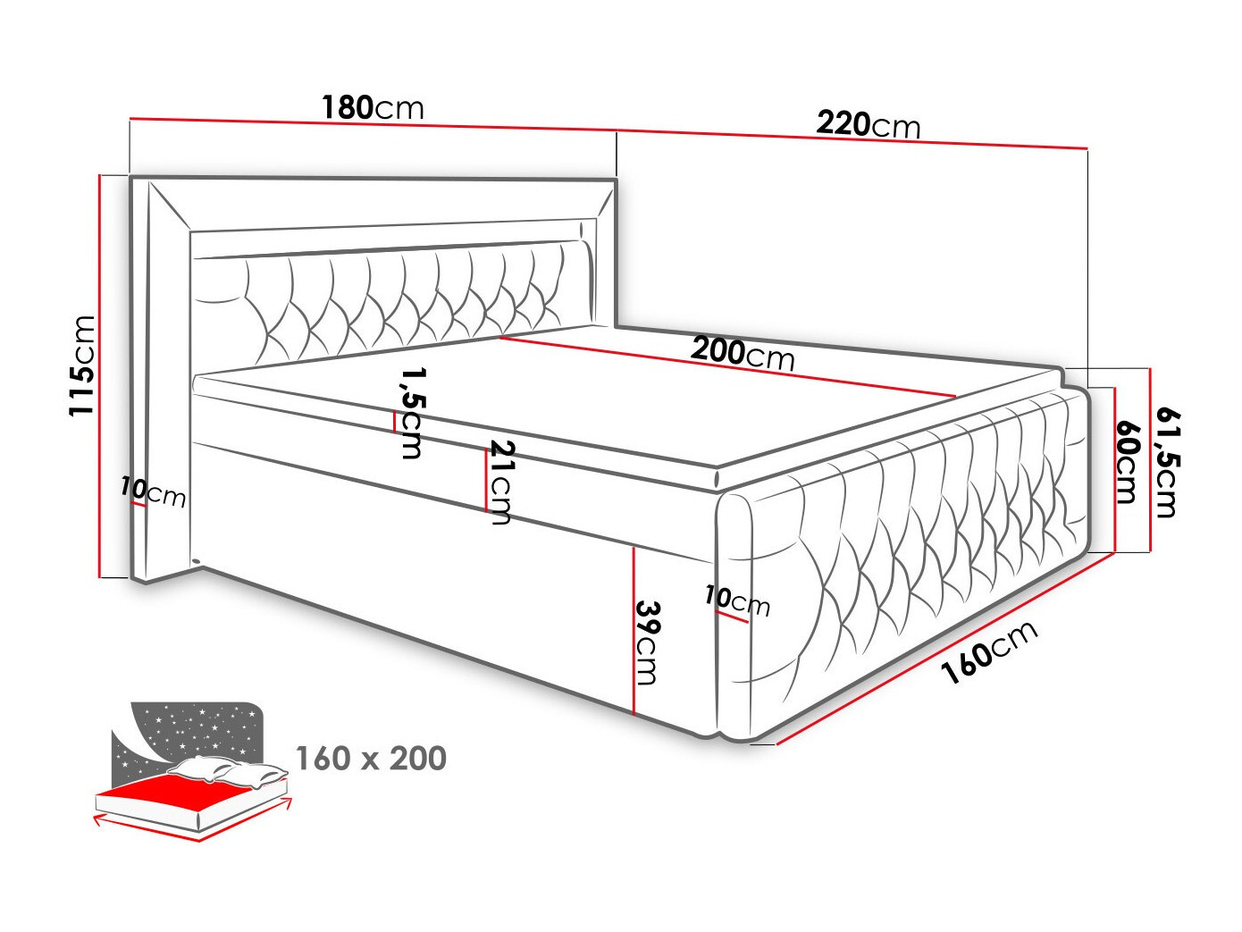 Continental bed Aura
